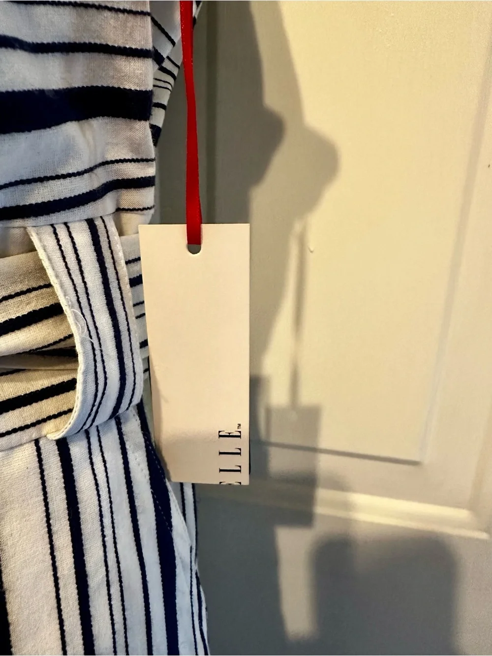 New w/ tags Elle large White & Navy Striped Tie-Waist Jumpsuit